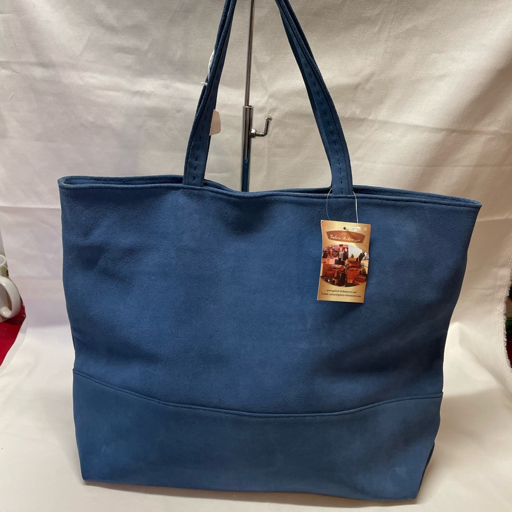 SALE!! Fabulous Lapis blue sturdy suede tote from Marrakech